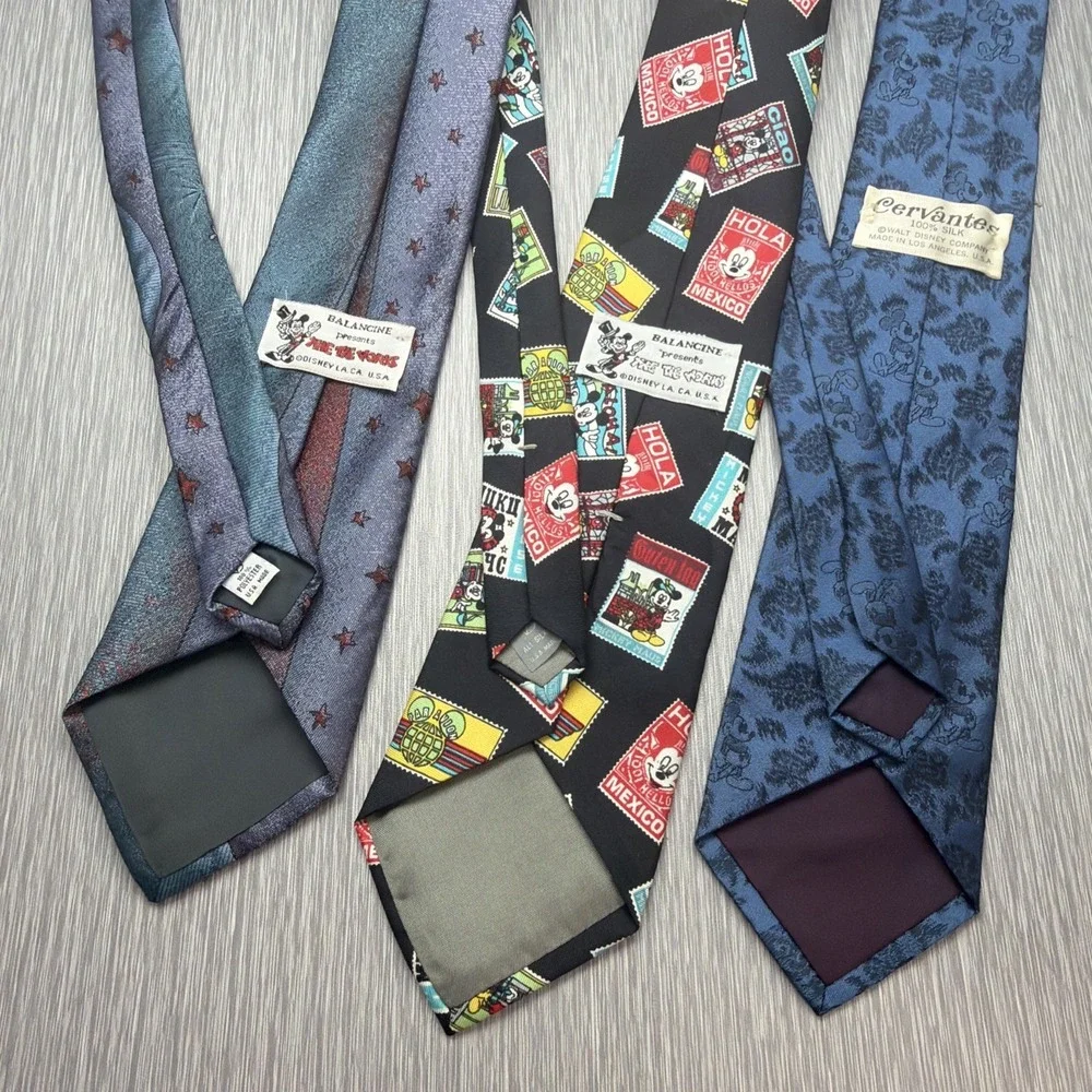 Vintage Disney Silk Tie Lot Mickey Mouse 3 Mens Neckties Designer‎ USA